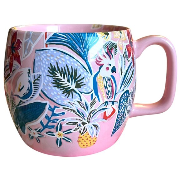 NWOT Retired OPALHOUSE MUG Away from My Desk Tropical Floral Cockatoo Stoneware - Picture 2 of 16